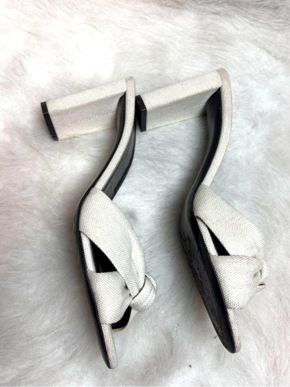 Saint Laurent Bianca Knot Tie Block Heel Slide on Sandals - Picture 6 of 10